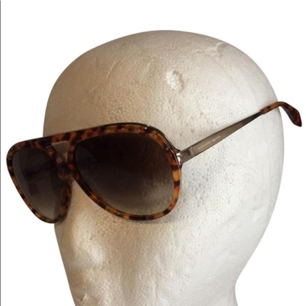 Alexander McQueen brown aviator sunglasses